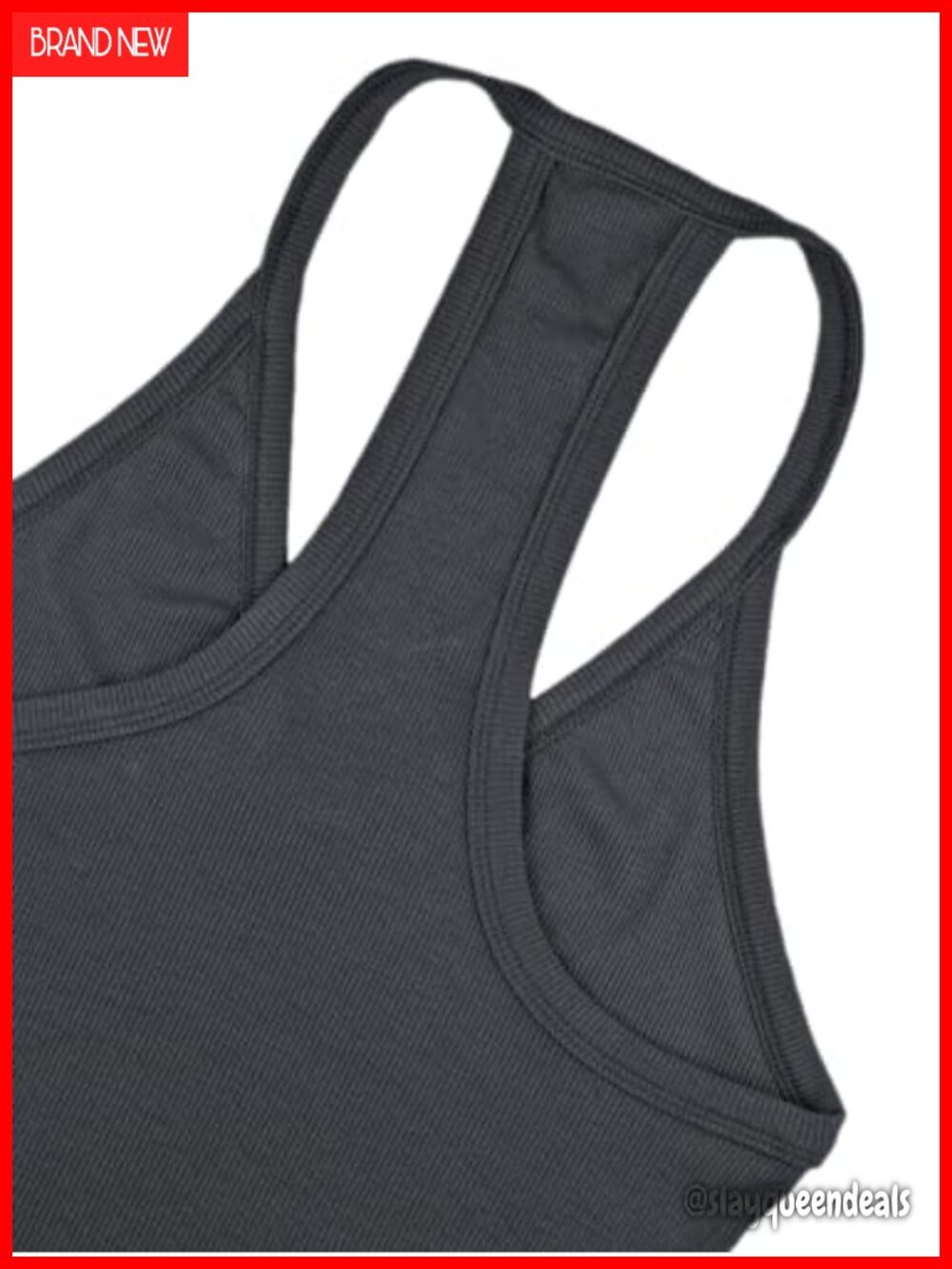 3 Pack Workout Tops Racerback Basic Tank V Neck Slim Fit Ribbed Sleeveless - Picture 3 of 3
